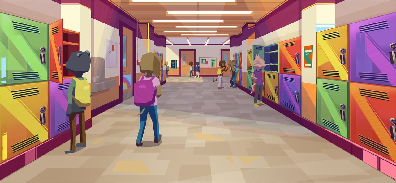 A middle school hallway